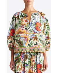 Etro - Bouquet Print Puff-Sleeved Blouse - Lyst