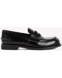 Miu Miu - Logo-Plaque Patent-Leather Loafers - Lyst