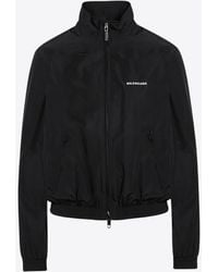 Balenciaga - Logo Embroidered Bomber Jacket - Lyst