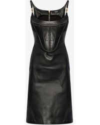 Versace - Medusa '95 Corset Leather Knee-Length Dress - Lyst