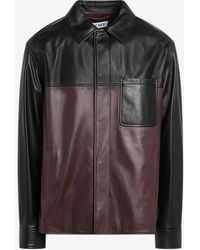 Loewe - Burgundy Leather Overshirt - Lyst