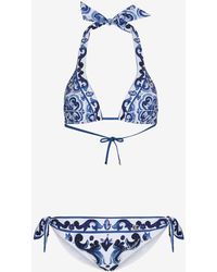Dolce & Gabbana - Majolica Print Halterneck Padded Bikini Set - Lyst