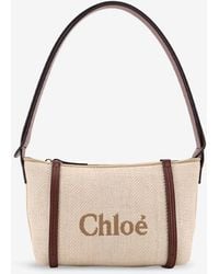 Chloé - Carry Logo Jacquard Raffia Shoulder Bag - Lyst