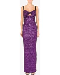 Dolce & Gabbana - Long Sequined Dress - Lyst