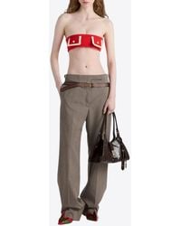 Prada - Printed Belt Technical Wool Pants - Lyst