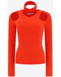 Coperni - Ribbed Knit Cut-Out Sleeved Top - Lyst