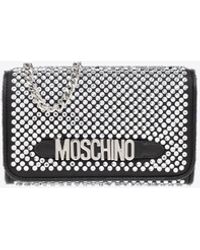 Moschino - Crystal Embellished Logo Lettering Clutch - Lyst