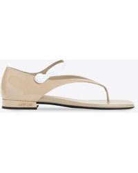 Miu Miu - Logo Leather Flat Sandals - Lyst