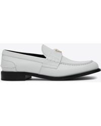 Prada - Logo Brushed Leather Loafer - Lyst