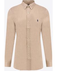 Polo Ralph Lauren - Logo Button-Up Linen Shirt - Lyst