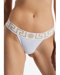 Versace - Greca Border Thong With Medusa Head - Lyst
