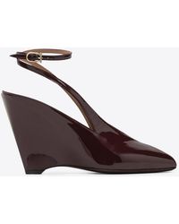 Ferragamo - Arcadia 95 Patent Leather Wedge Sandals - Lyst