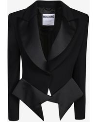 Moschino - Tailored Wool Blazer With Oversized Lapel - Lyst