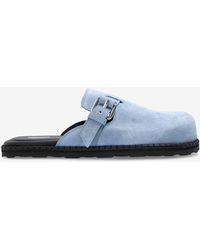 Moschino - Buckle Suede Flat Mules - Lyst