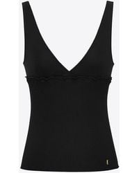 Saint Laurent - Cassandre V-Neck Silk Tank Top - Lyst