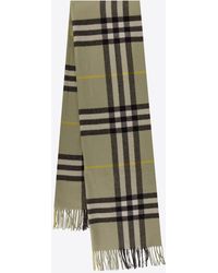 Burberry - Checked Cashmere Fringed Scarf - Lyst
