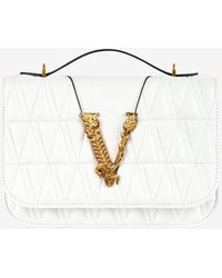 Versace Small Virtus Quilted Leather Top Handle Bag Onesize - White