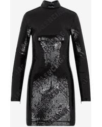 Balenciaga - Sequin Embellished Logo Mini Dress - Lyst