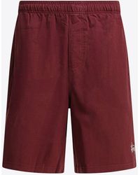 Stussy - Logo Print Track Shorts - Lyst