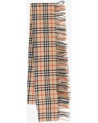 Burberry - Checked Pattern Cashmere Scarf - Lyst