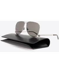 Saint Laurent - Aviator-Framed Metal Sunglasses - Lyst