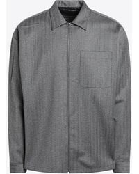 Prada - Wool Zip-Up Overshirt - Lyst