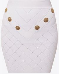 Balmain - Diamond Pattern Knit Mini Skirt - Lyst