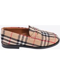 Burberry - Wool Felt Checked Loafers - Lyst