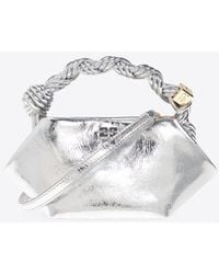 Ganni - Mini Bou Metallic Top Handle Bag - Lyst