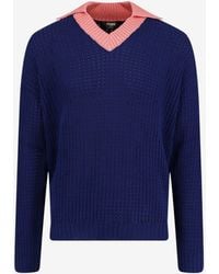 Fendi - Open Knit V-Neck Sweater - Lyst