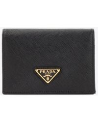 Prada - Triangle Logo Saffiano Leather Wallet - Lyst