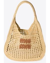 Miu Miu - Raffia-Effect Woven Hobo Bag - Lyst