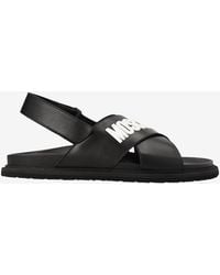 Moschino - Logo Leather Sandals - Lyst