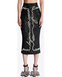Balmain - Love Letter Sequined Midi Skirt - Lyst