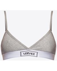 Versace - Logo-Embroidered Ribbed Bra - Lyst