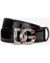 Dolce & Gabbana - Crystal-Embellished Dg Logo Belt - Lyst