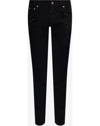 Dolce & Gabbana - Rhinestone Embellished Skinny Jeans - Lyst