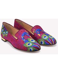 Charlotte Olympia - Peacock Leather Flats - Lyst