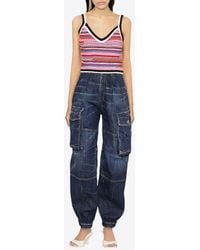 DSquared² - Striped Crochet-Knit Tank Top - Lyst
