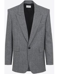 Saint Laurent - Prince Of Wales Single-Breasted Wool Blazer - Lyst