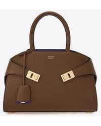 Ferragamo - Small Hug Leather Top Handle Bag - Lyst