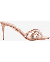 Aquazzura - Tequila 75 Crystal Embellished Mules In Nappa Leather - Lyst