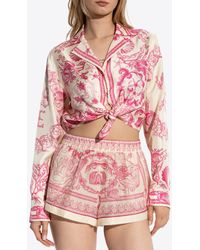 Versace - Underwater Barocco Print Knotted Shirt - Lyst