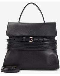 Moschino - Belted Suede Leather Top Handle Bag - Lyst