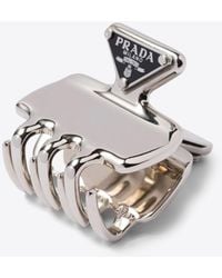 Prada - Triangle Logo Hair Claw Clip - Lyst