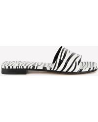 Paris Texas - Zebra Print Leather Flat Sandals - Lyst