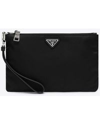 Prada - Saffiano Leather Pouch Bag - Lyst