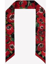 Dolce & Gabbana - Floral Print Silk Twill Headscarf - Lyst