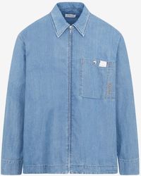 Lanvin - Long-Sleeved Zip-Up Denim Shirt - Lyst