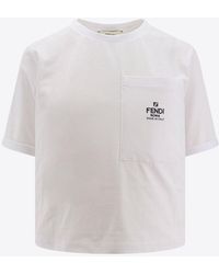 Fendi - Logo-Embroidered Crewneck T-Shirt - Lyst